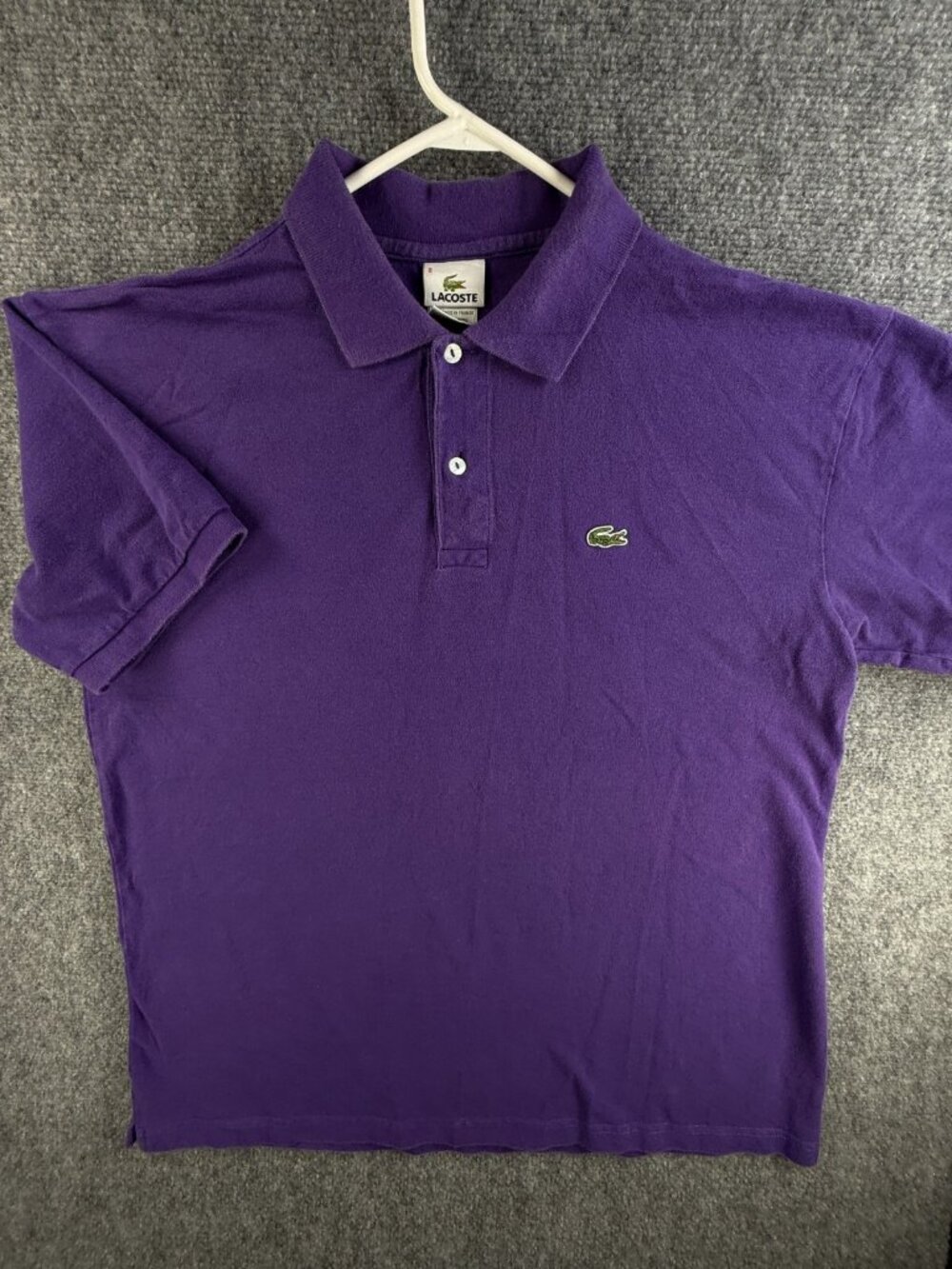 Lacoste Short Sleeve Polo Croc Logo Purple Mother Of Pearl Size 8 Knit Mesh